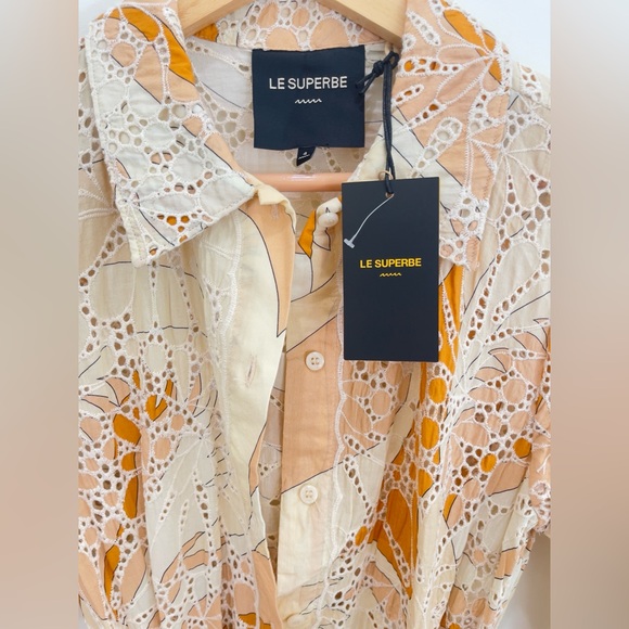 New $425 LE SUPERBE TEMESCAL eyelet Shirt Dress Size 4 - Picture 7 of 8